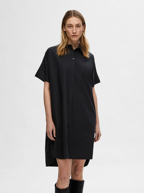 Selected Femme Blair Black Cotton Shift Dress