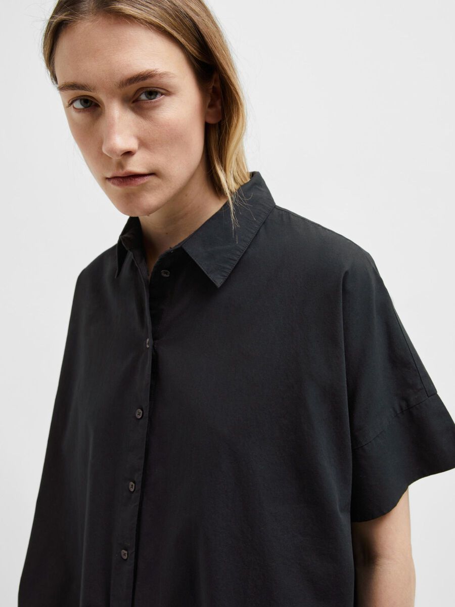 Selected Femme Blair Black Cotton Shift Dress