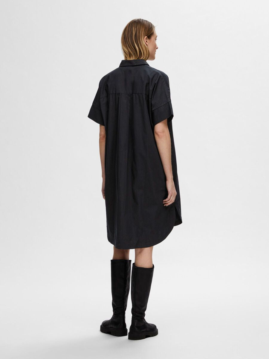 Selected Femme Blair Black Cotton Shift Dress