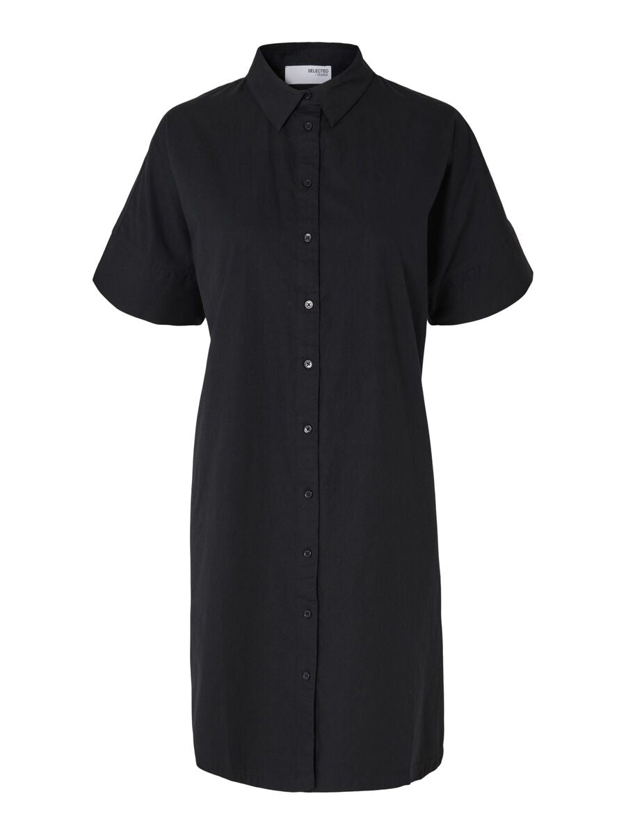 Selected Femme Blair Black Cotton Shift Dress