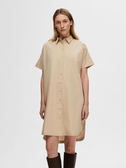 Selected Femme Blair Hummus Cotton Shift Dress