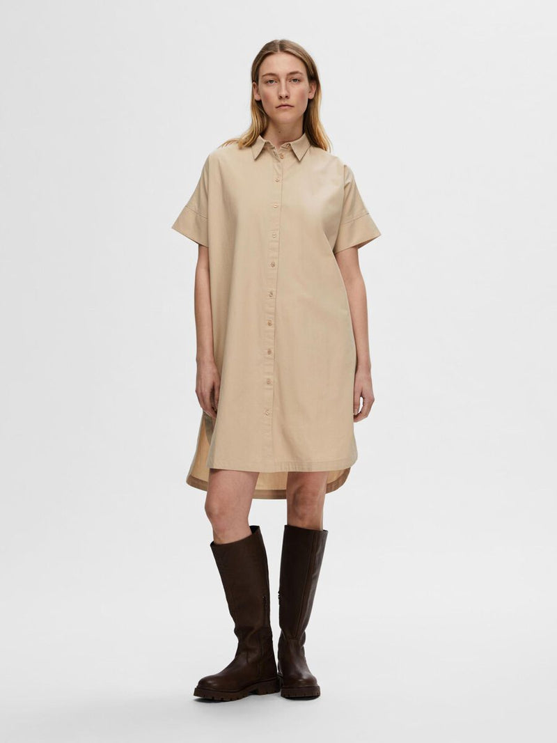 Selected Femme Blair Hummus Cotton Shift Dress