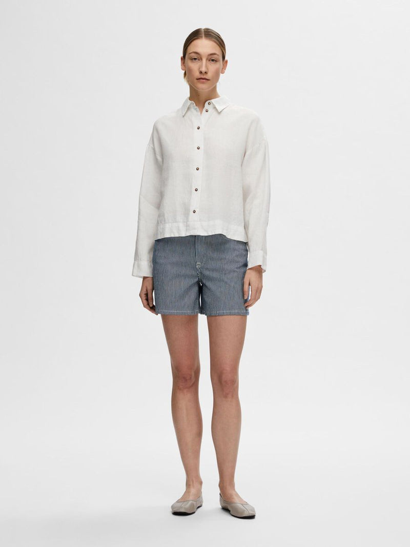 Selected Femme Linnie White Linen Shirt