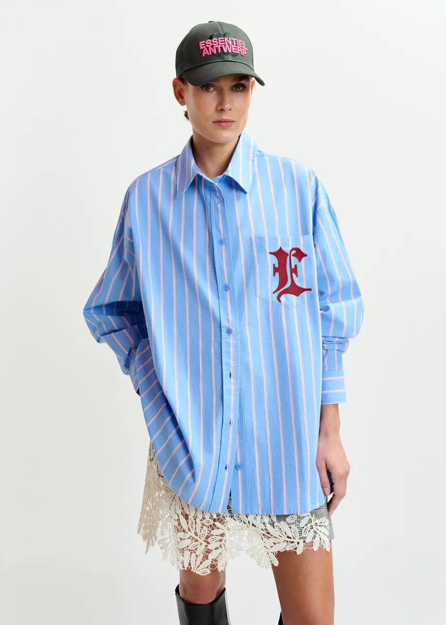 Essentiel Antwerp Ipatch Blue Oversized Shirt