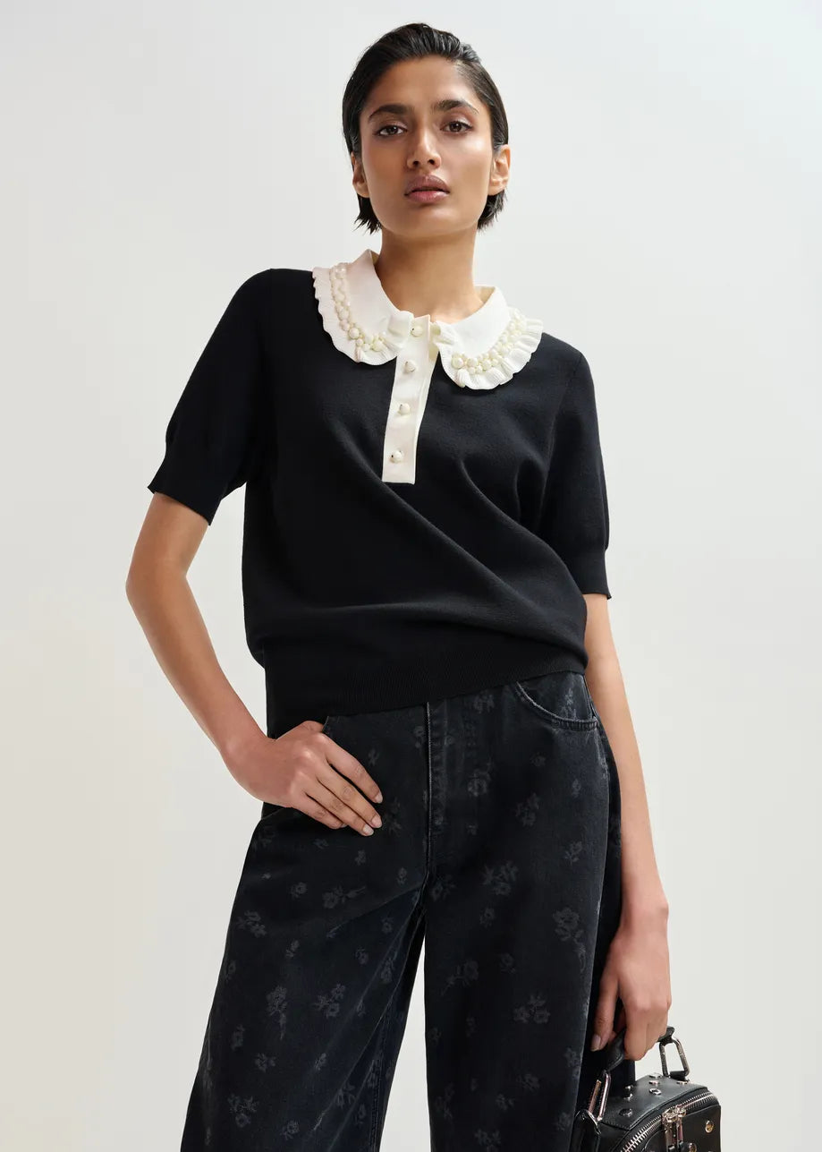 Essentiel Antwerp Jewelry Black Knit Polo