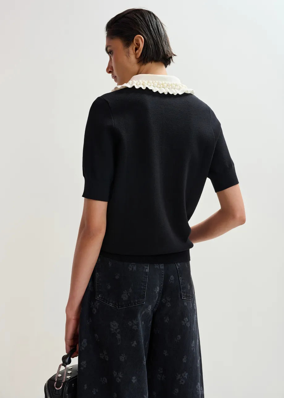 Essentiel Antwerp Jewelry Black Knit Polo