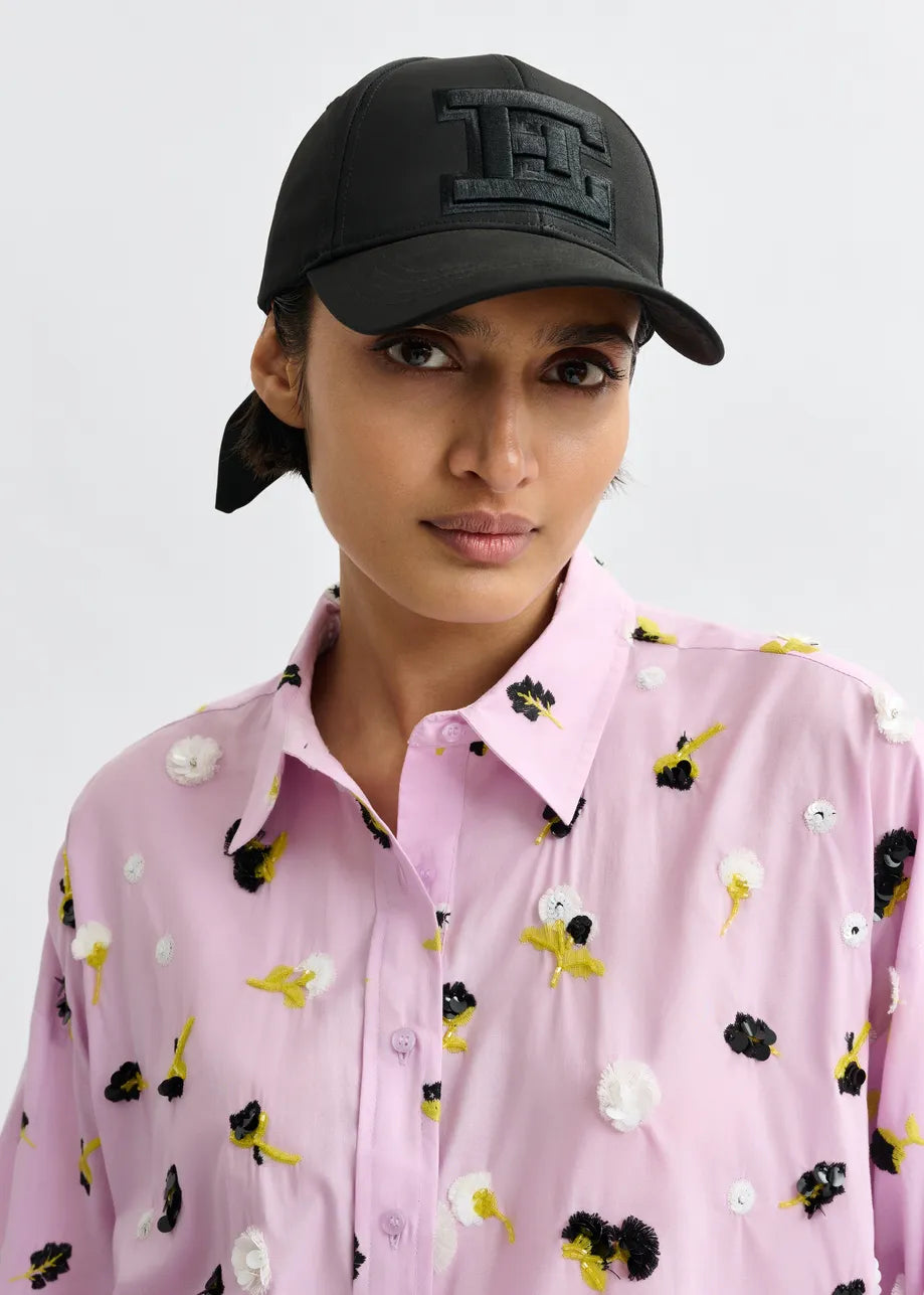Jiny Black Cap with Bow at Back