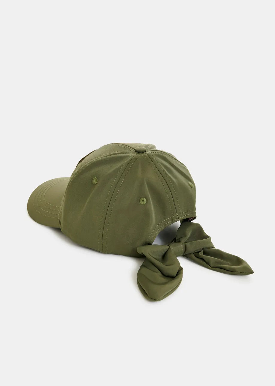 Jiny Olive Cap with Bow at Back