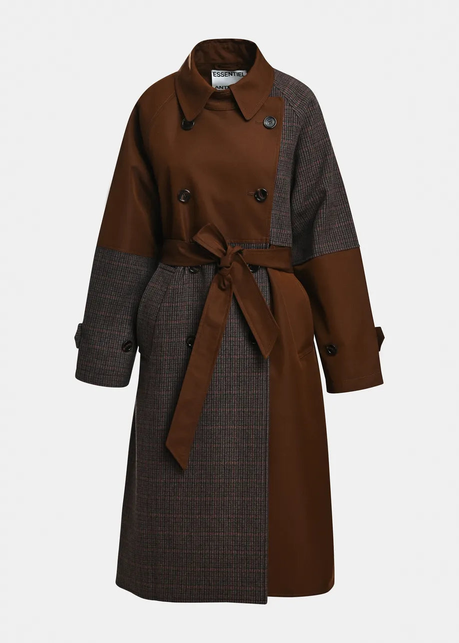 Essentiel Antwerp Kagu Patchwork Trench Coat