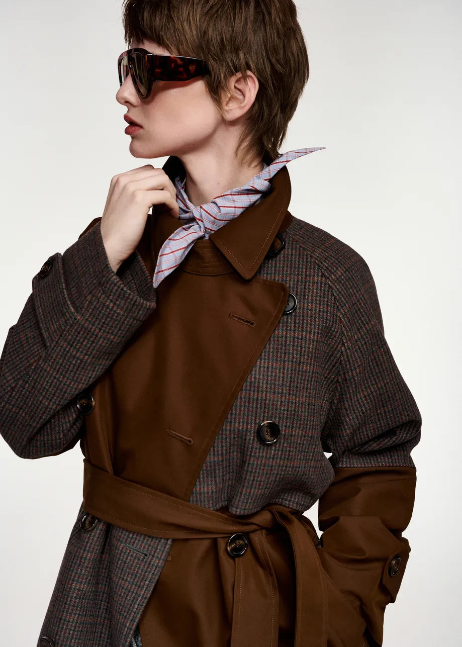 Essentiel Antwerp Kagu Patchwork Trench Coat