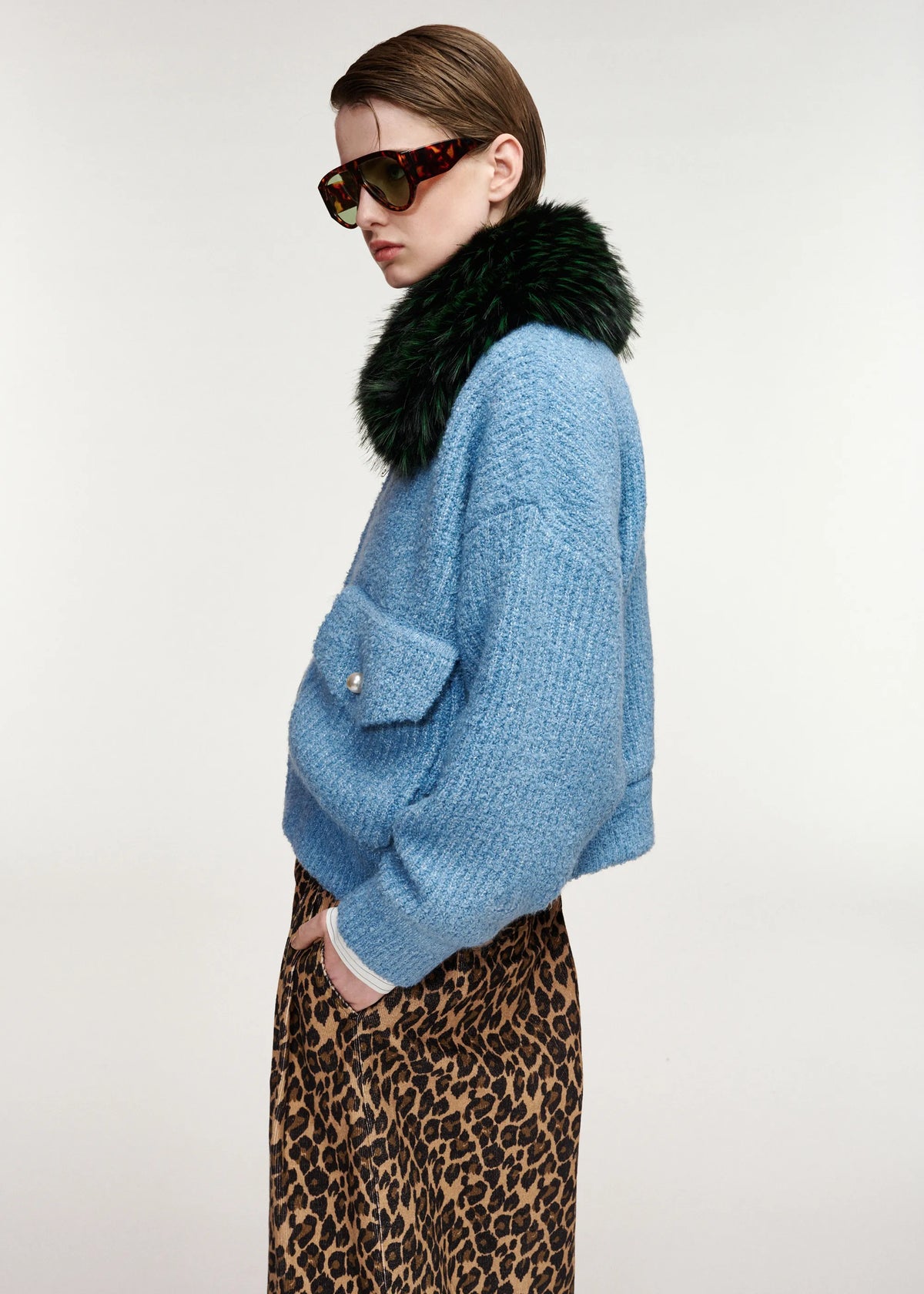 Essentiel Antwerp Kanada Azure Fur Collar Jacket