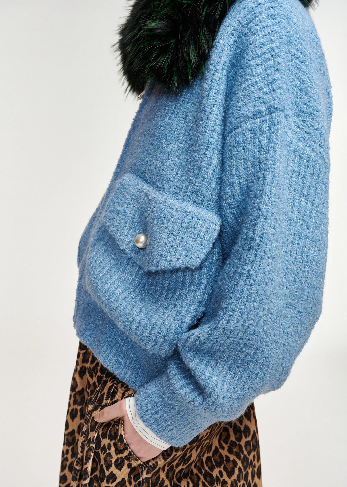 Essentiel Antwerp Kanada Azure Fur Collar Jacket