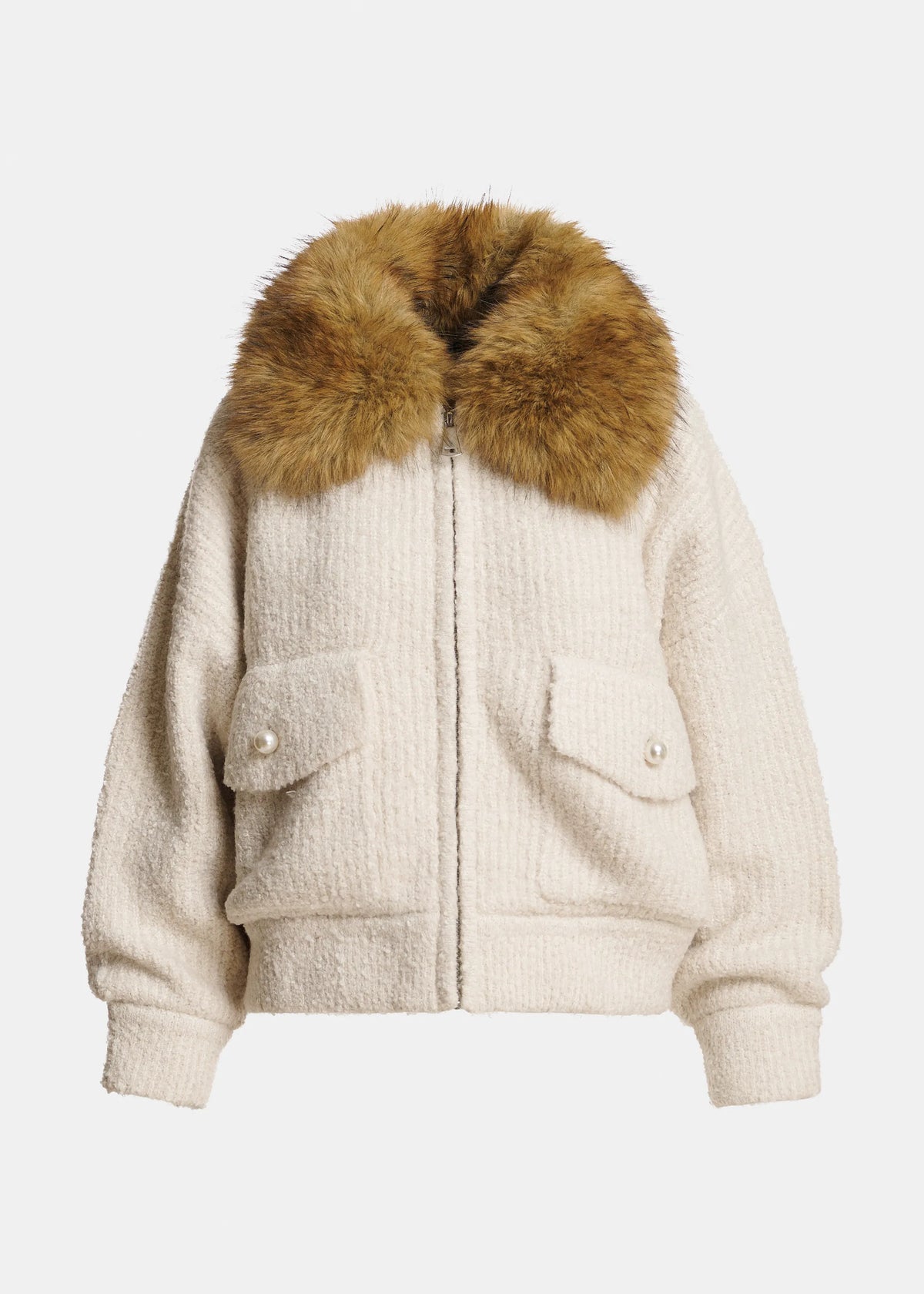 Essentiel Antwerp Kanada Off White Fur Collar Jacket