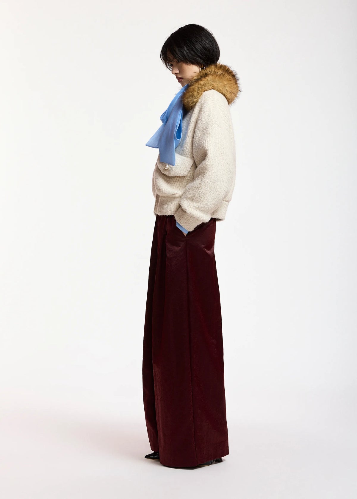 Essentiel Antwerp Kanada Off White Fur Collar Jacket