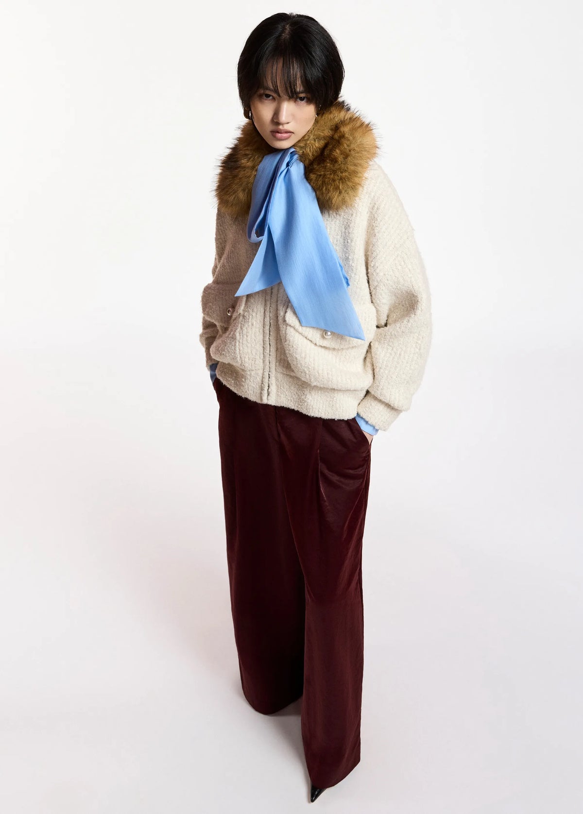 Essentiel Antwerp Kanada Off White Fur Collar Jacket