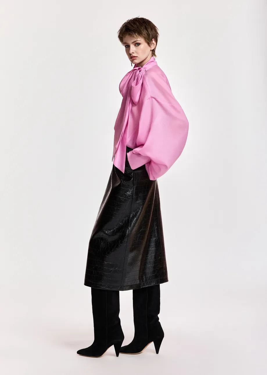 Essentiel Antwerp Karismatic Pink Pussy-Bow Top