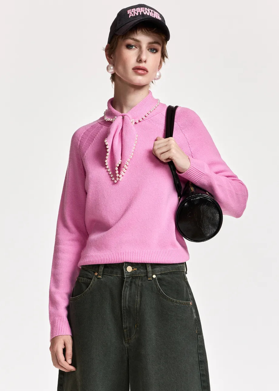 Essentiel Antwerp Kasa Pink Beaded Pullover