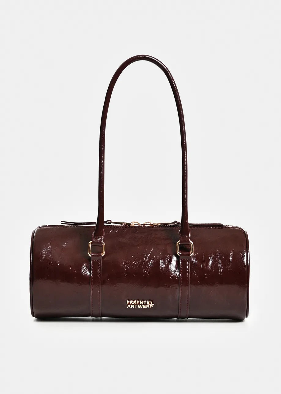 Essentiel Antwerp Kenneth Shiny Tube Burgundy Handbag