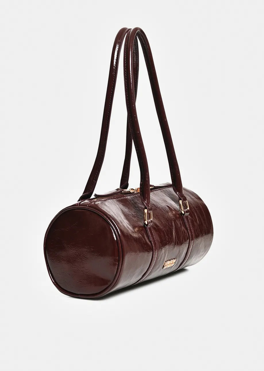 Essentiel Antwerp Kenneth Shiny Tube Burgundy Handbag
