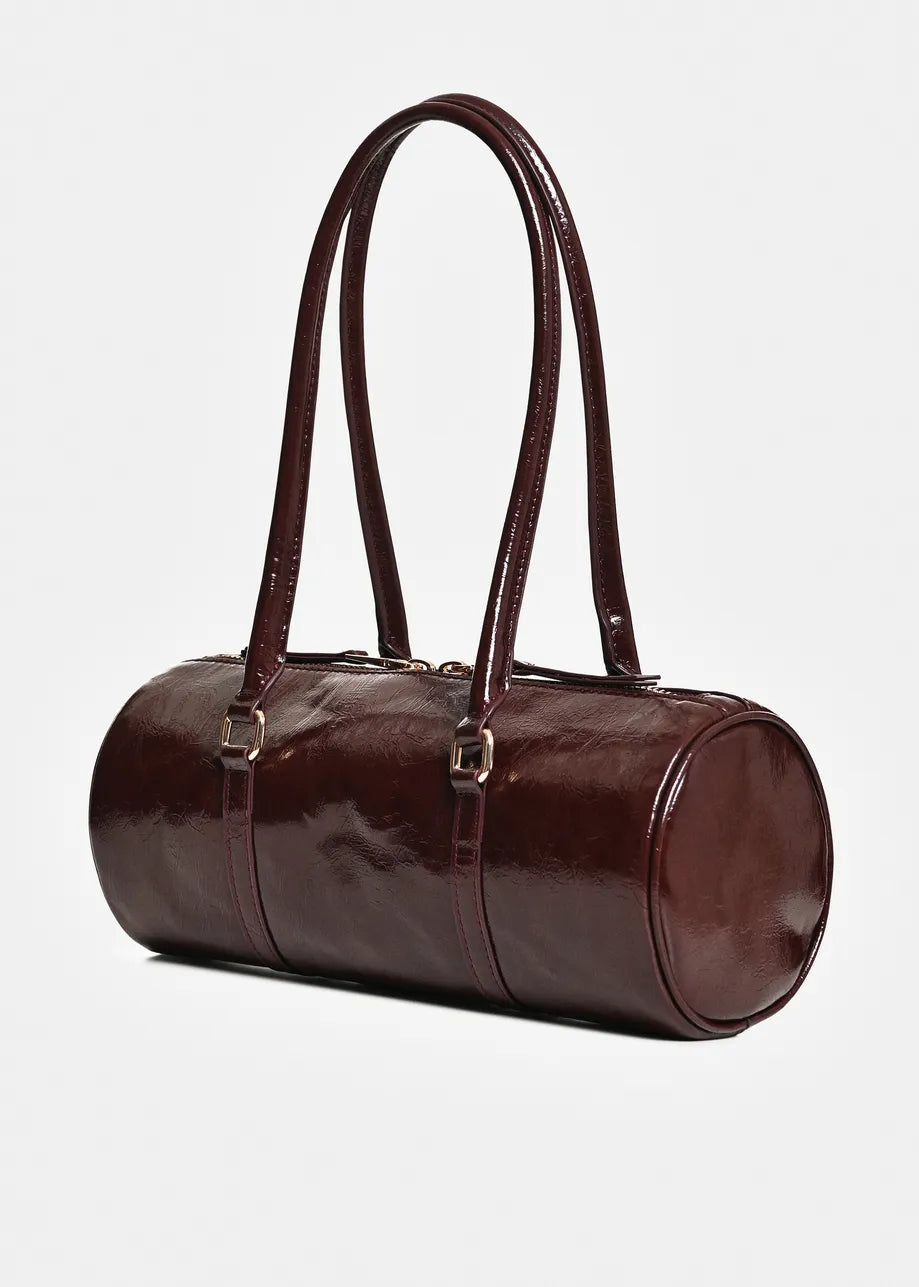 Essentiel Antwerp Kenneth Shiny Tube Burgundy Handbag