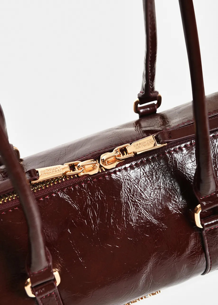 Essentiel Antwerp Kenneth Shiny Tube Burgundy Handbag