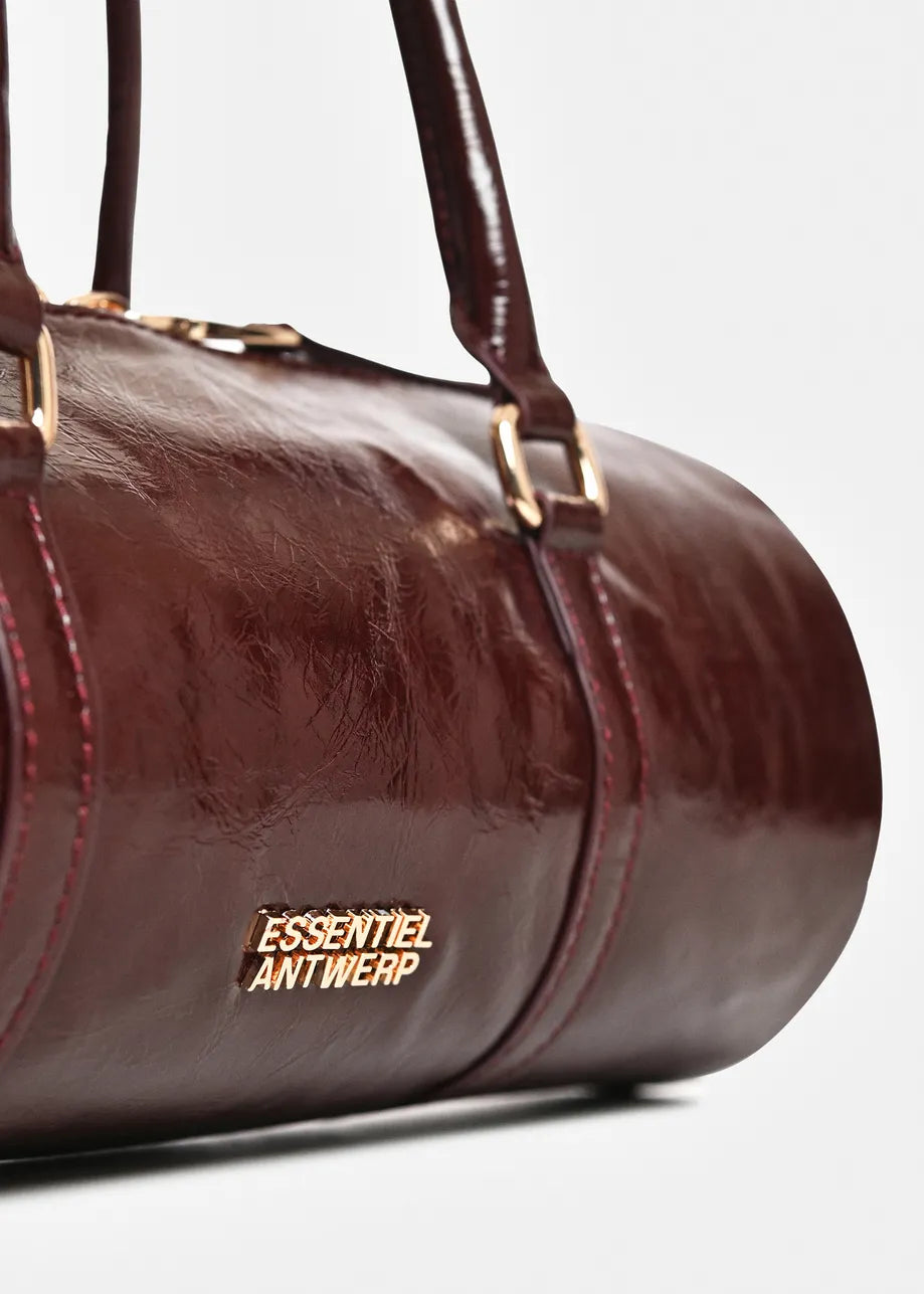 Essentiel Antwerp Kenneth Shiny Tube Burgundy Handbag