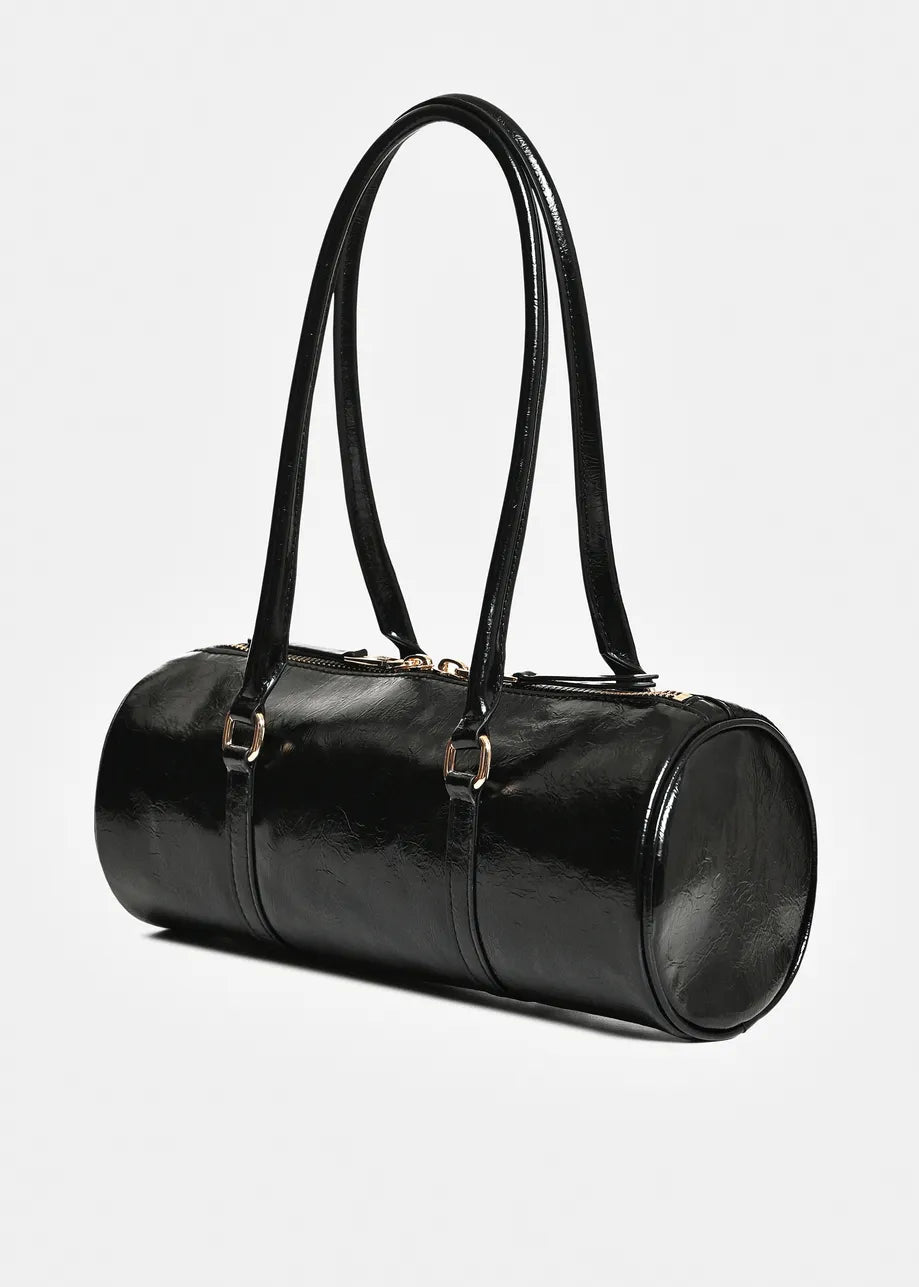 Essentiel Antwerp Kenneth Shiny Tube Black Handbag