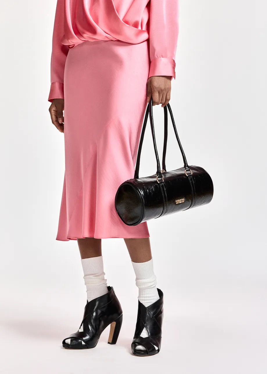 Essentiel Antwerp Kenneth Shiny Tube Black Handbag