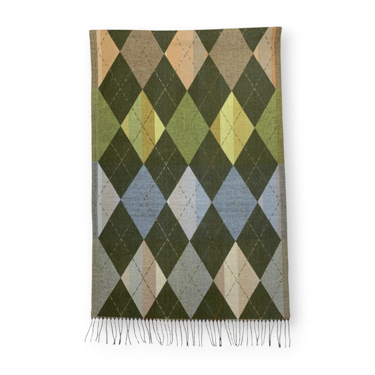 Precious Argyle Diamond Wool Blend Scarf