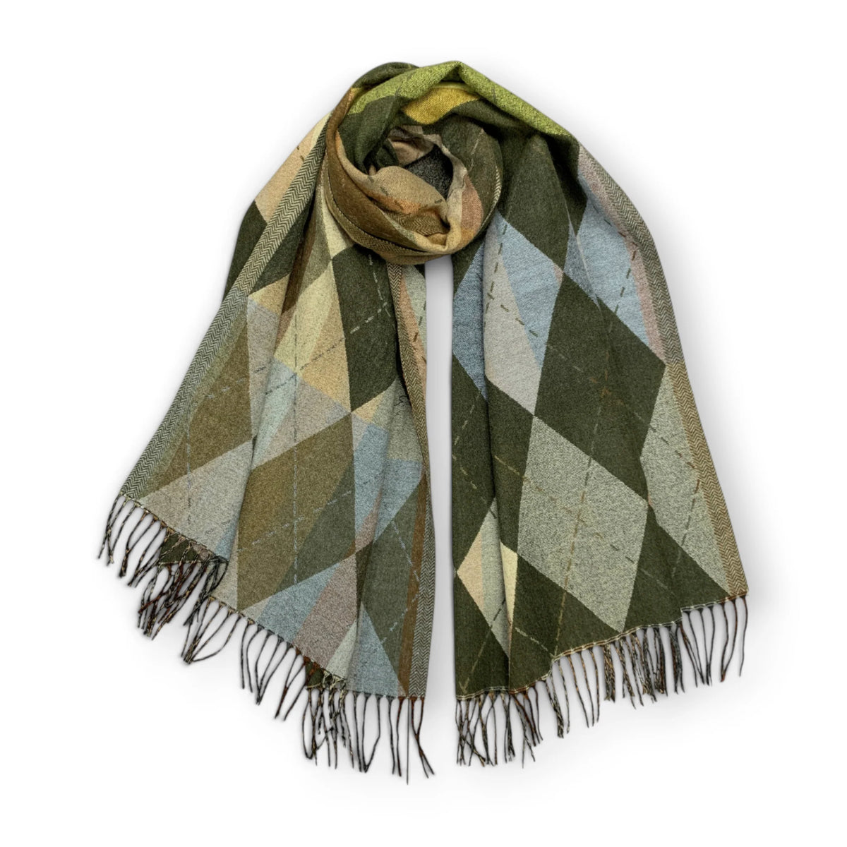 Precious Argyle Diamond Wool Blend Scarf