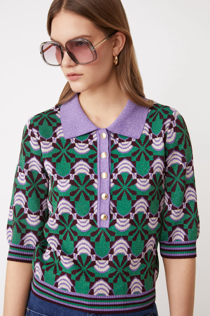 Suncoo Palmer Jaquard Polo Sweater