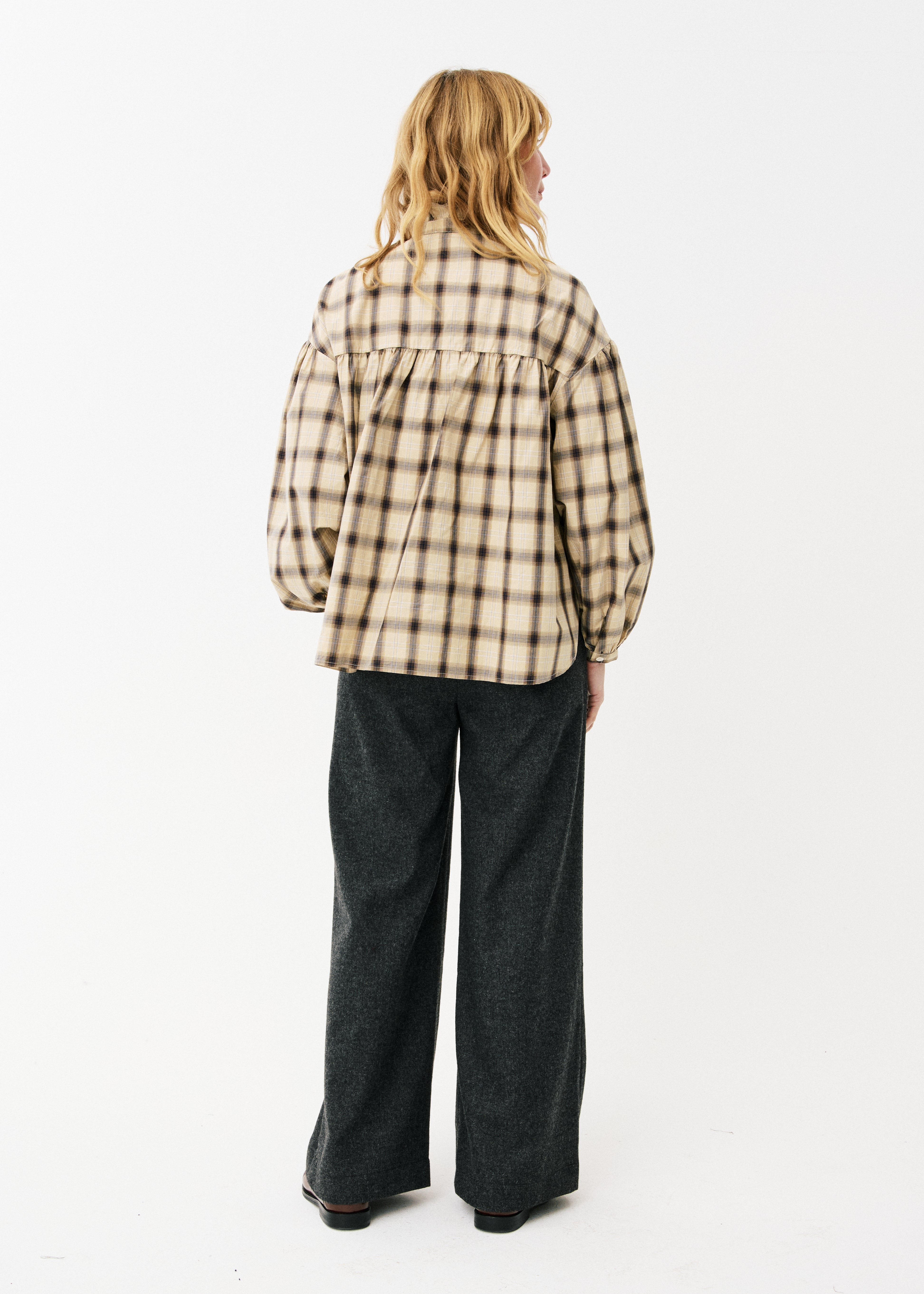 Maison Anana Beige Check Lalou Blouse