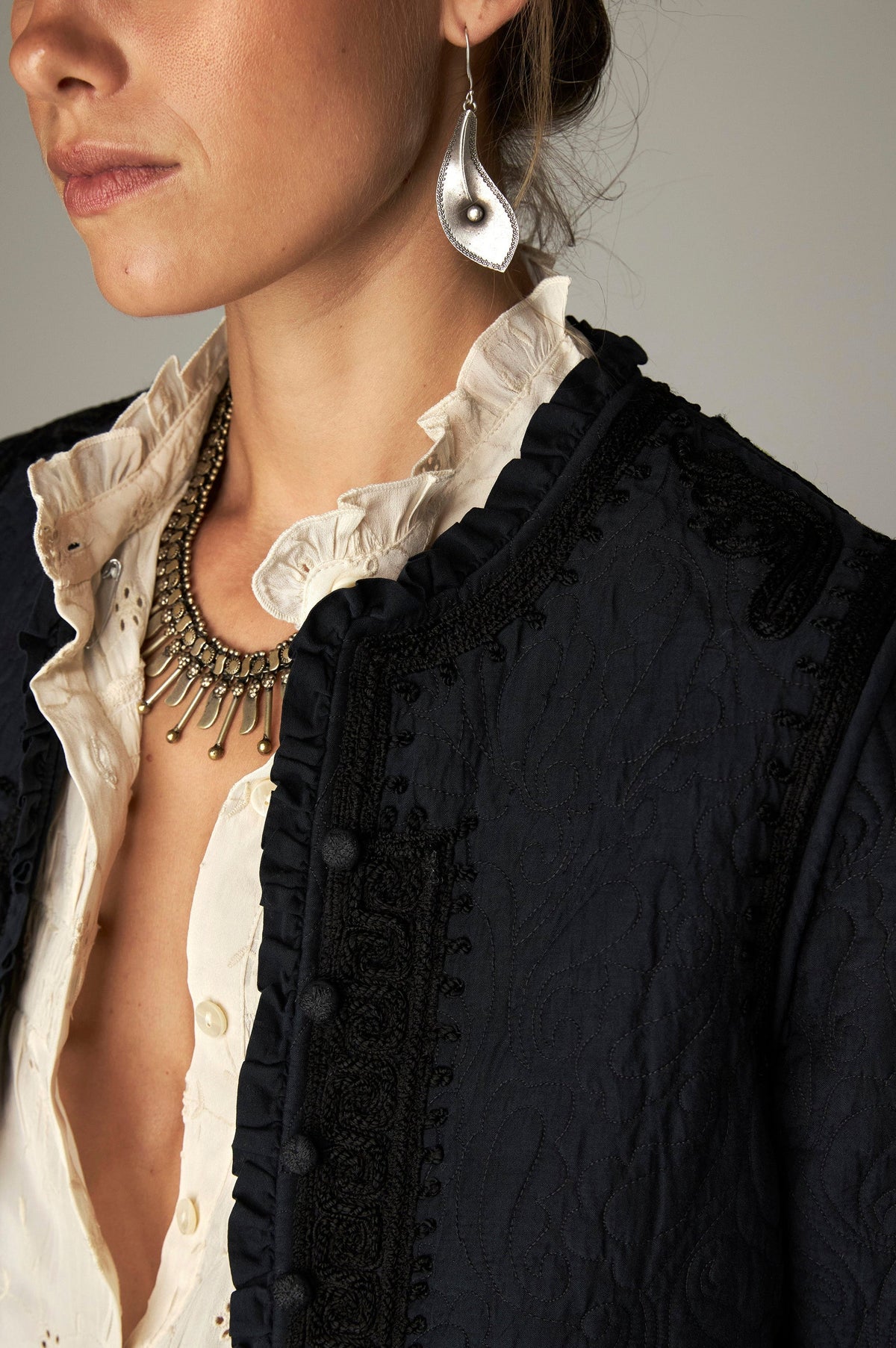 Maison Hotel Paco Ceniza Embroidered Jacket