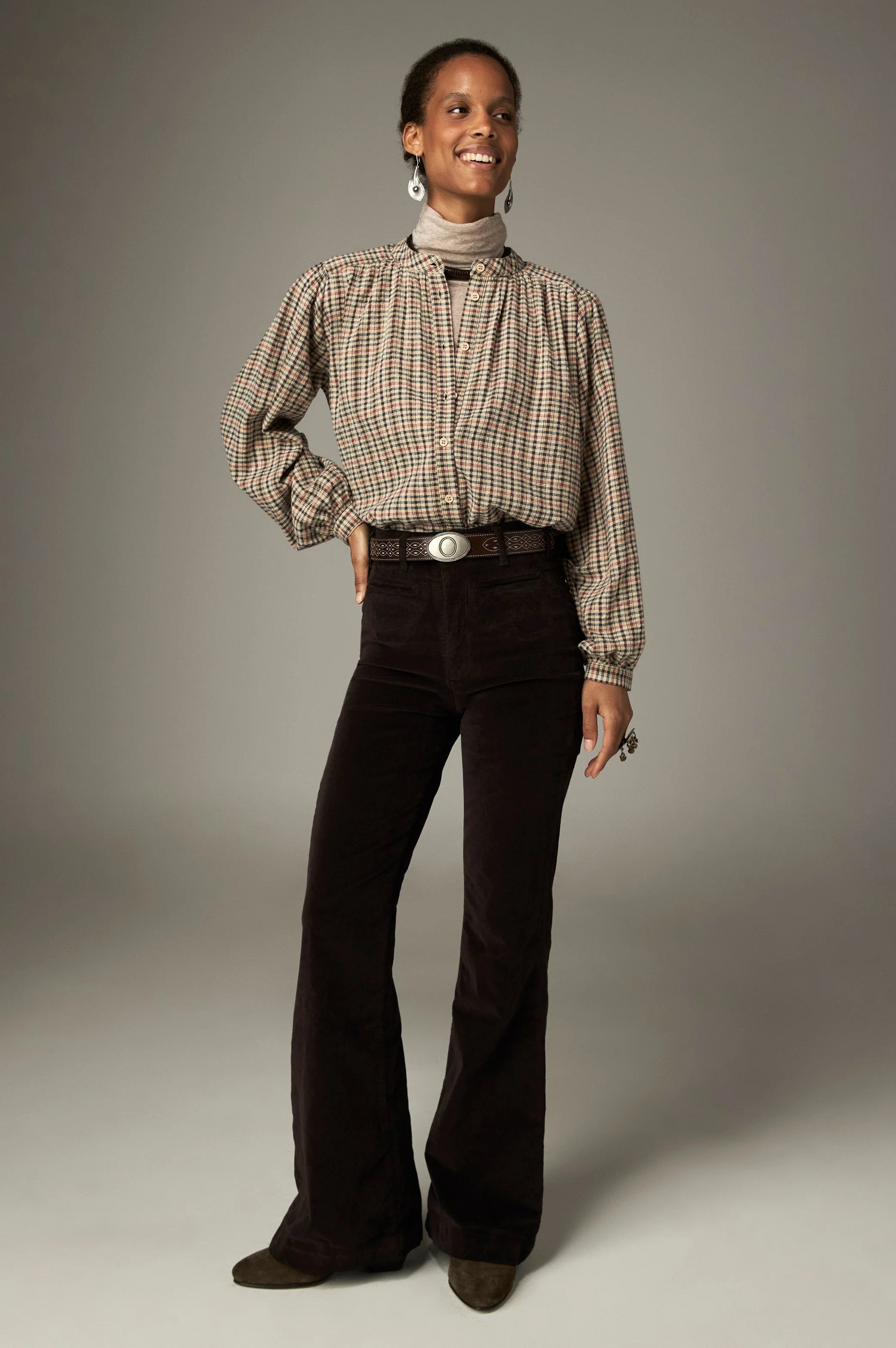 Maison Hotel Vera Rustic Plaid Blouse