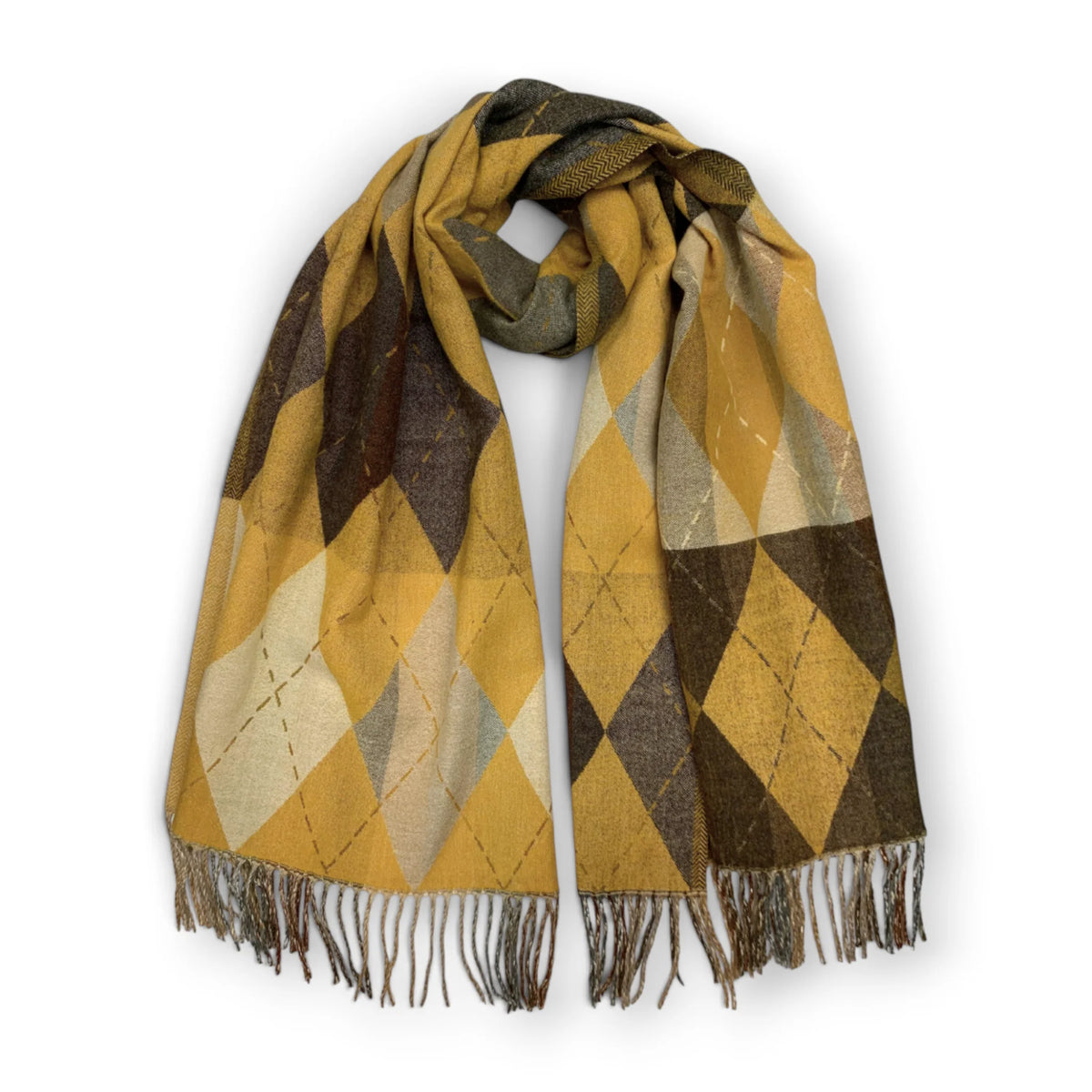 Precious Argyle Diamond Wool Blend Scarf