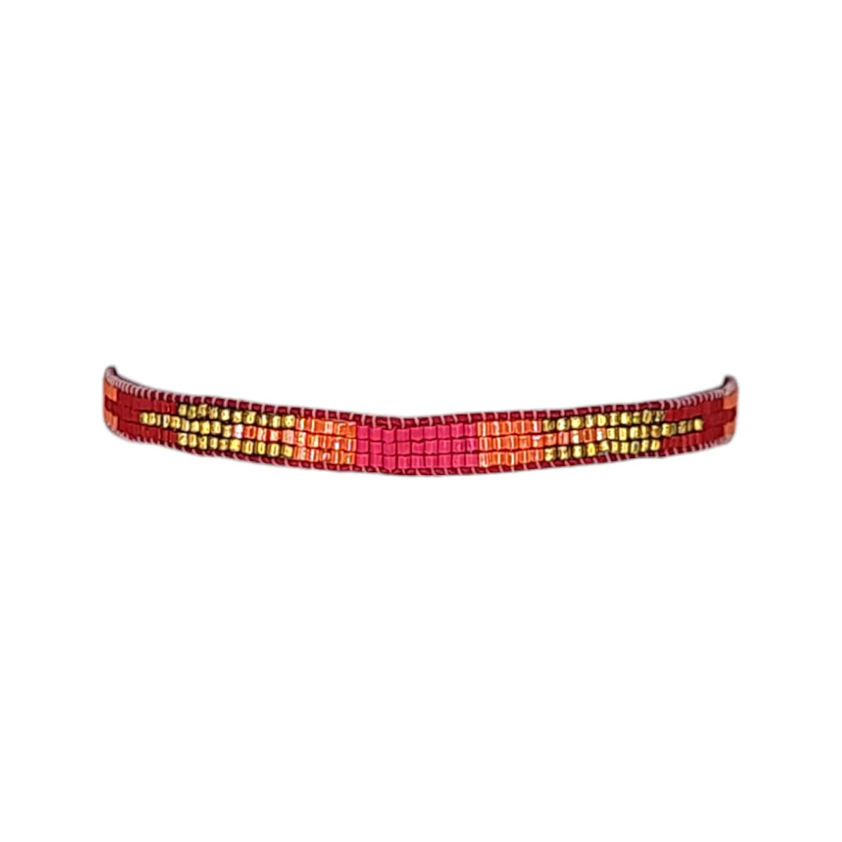 Fuchsia Mix Narrow Bar Beaded Bracelet
