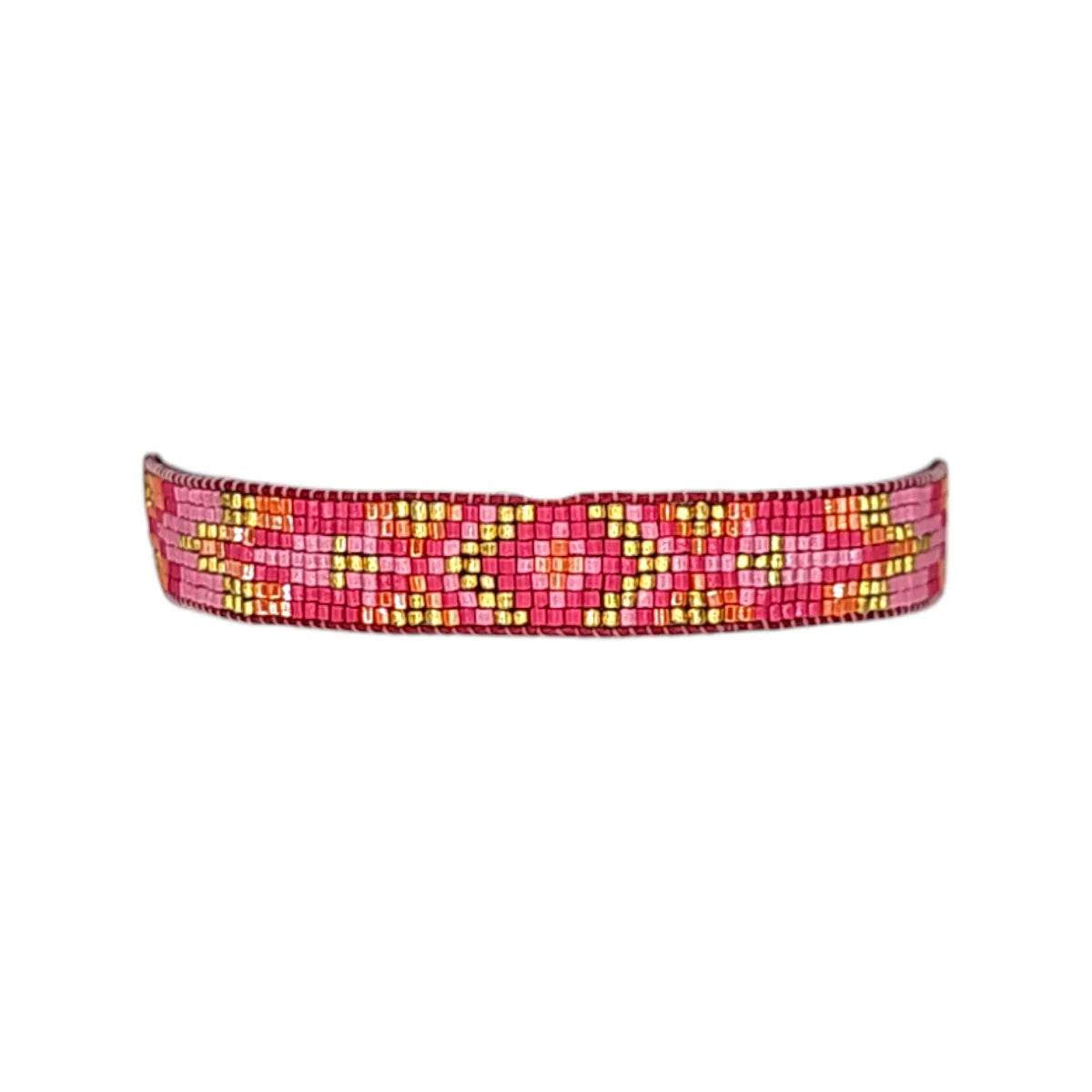 Fuchsia Mix Beaded Aztec Bracelet