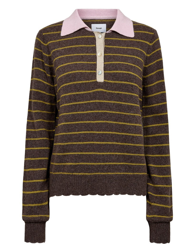 Numph Nulucinda Striped Polo Sweater