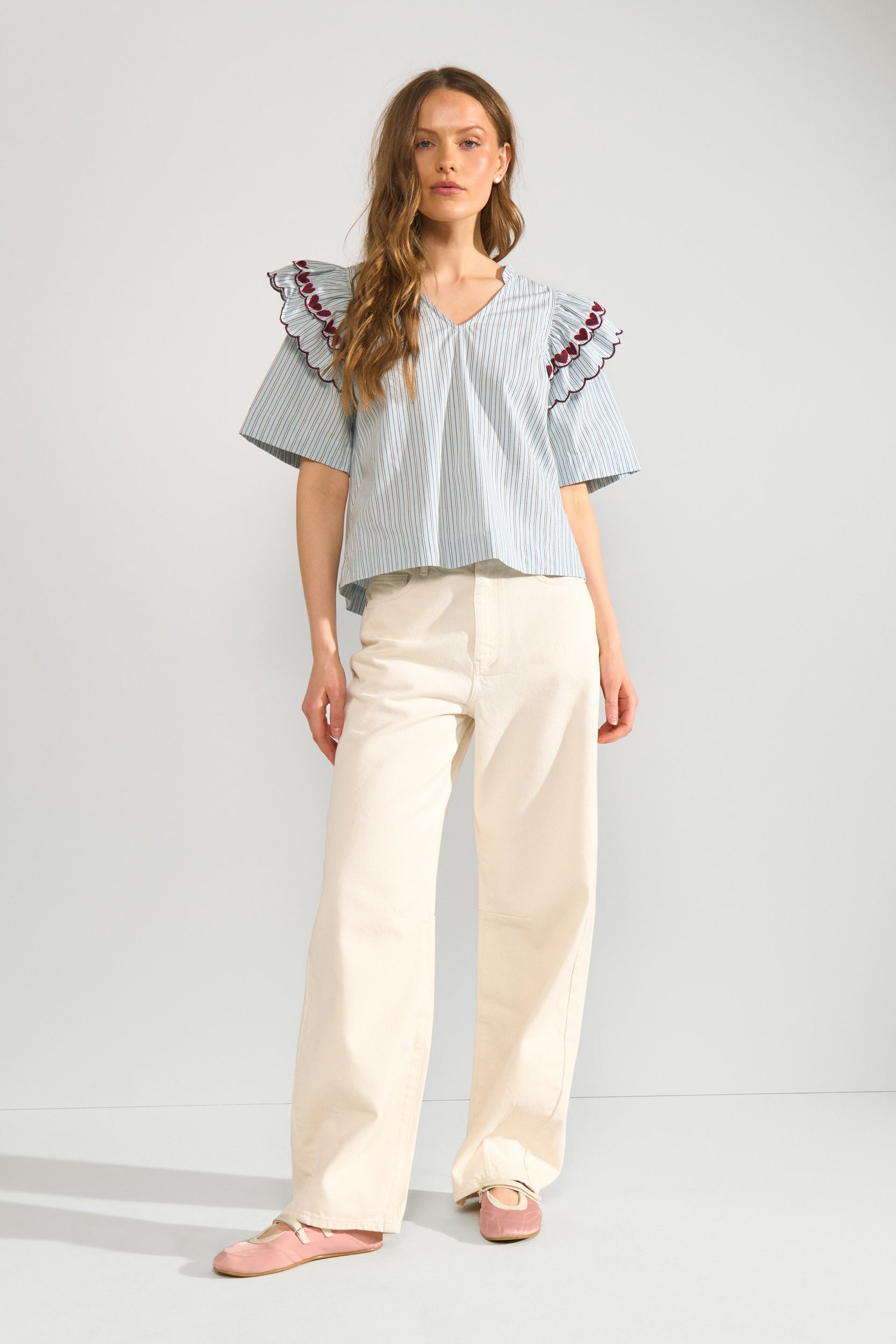 Numph Nuditty Blue Short Sleeve Blouse