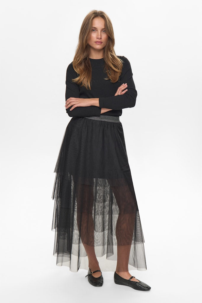 Numph Nuea Black Caviar Layer Skirt