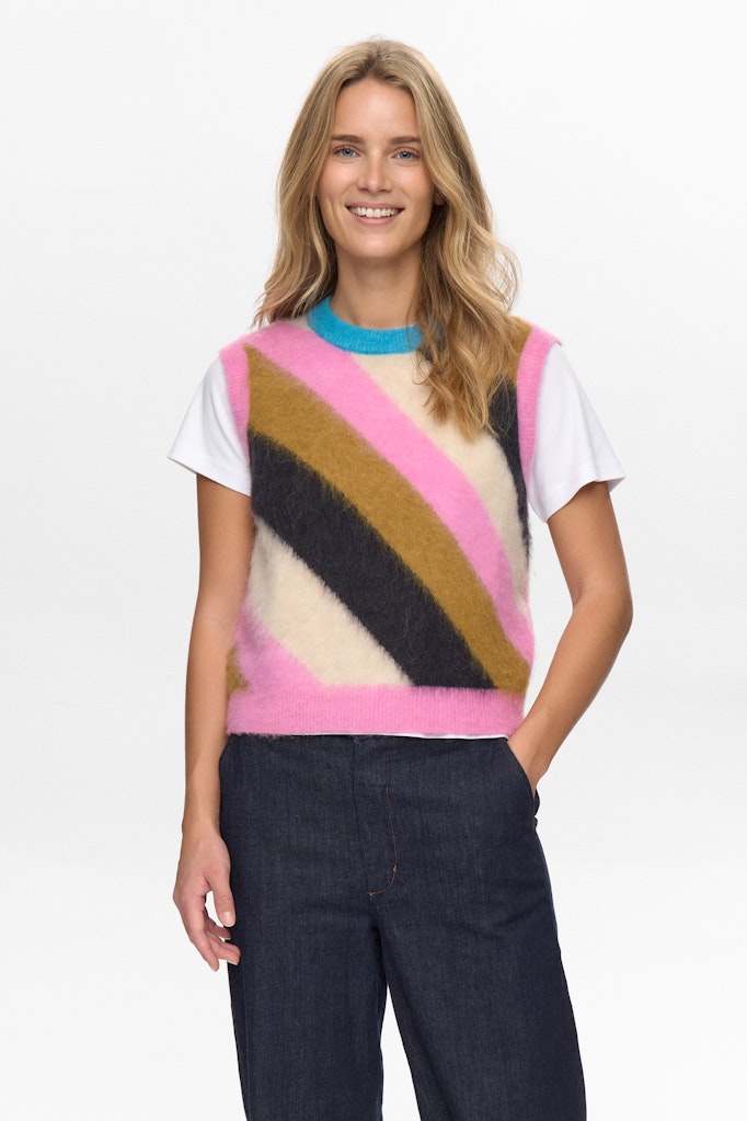 Numph Nusuri Multi Stripe Knitted Vest