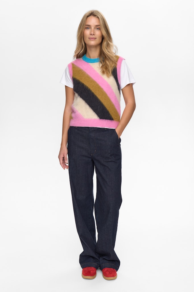 Numph Nusuri Multi Stripe Knitted Vest