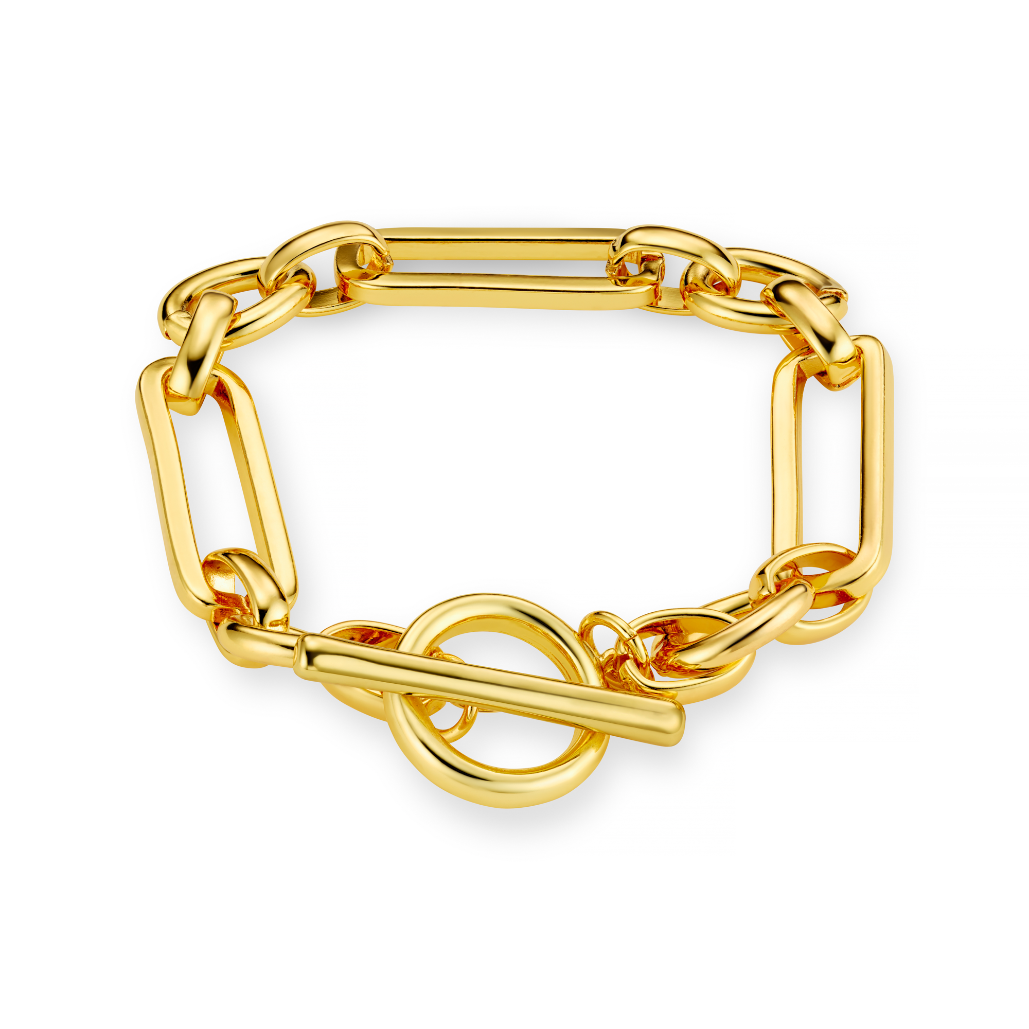 Orelia Rectangular Link Gold T Bar Bracelet