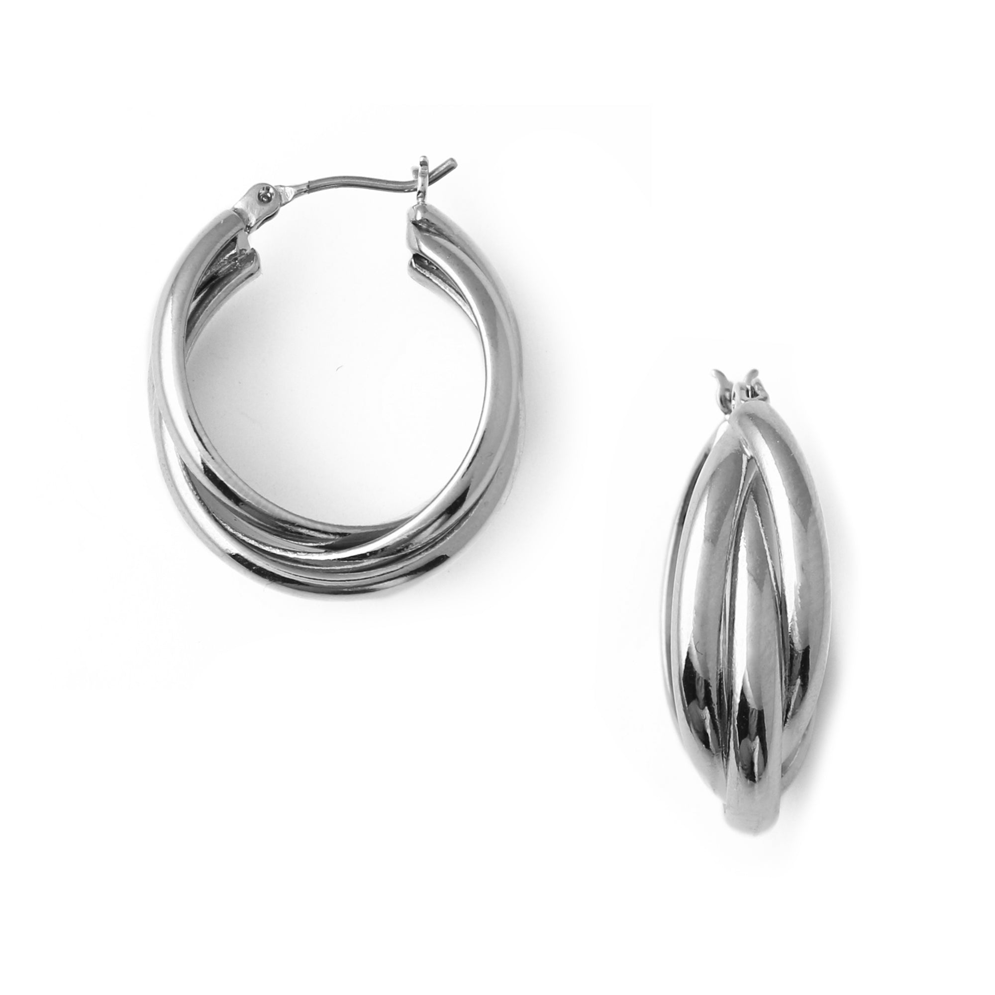 Orelia Interlocking Silver Hoop Earrings