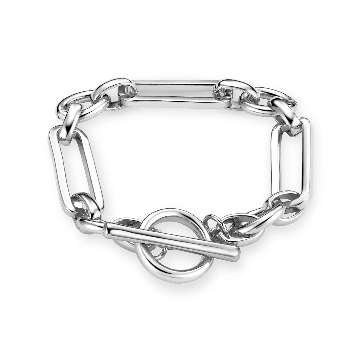 Orelia Rectangular Link Silver T Bar Bracelet