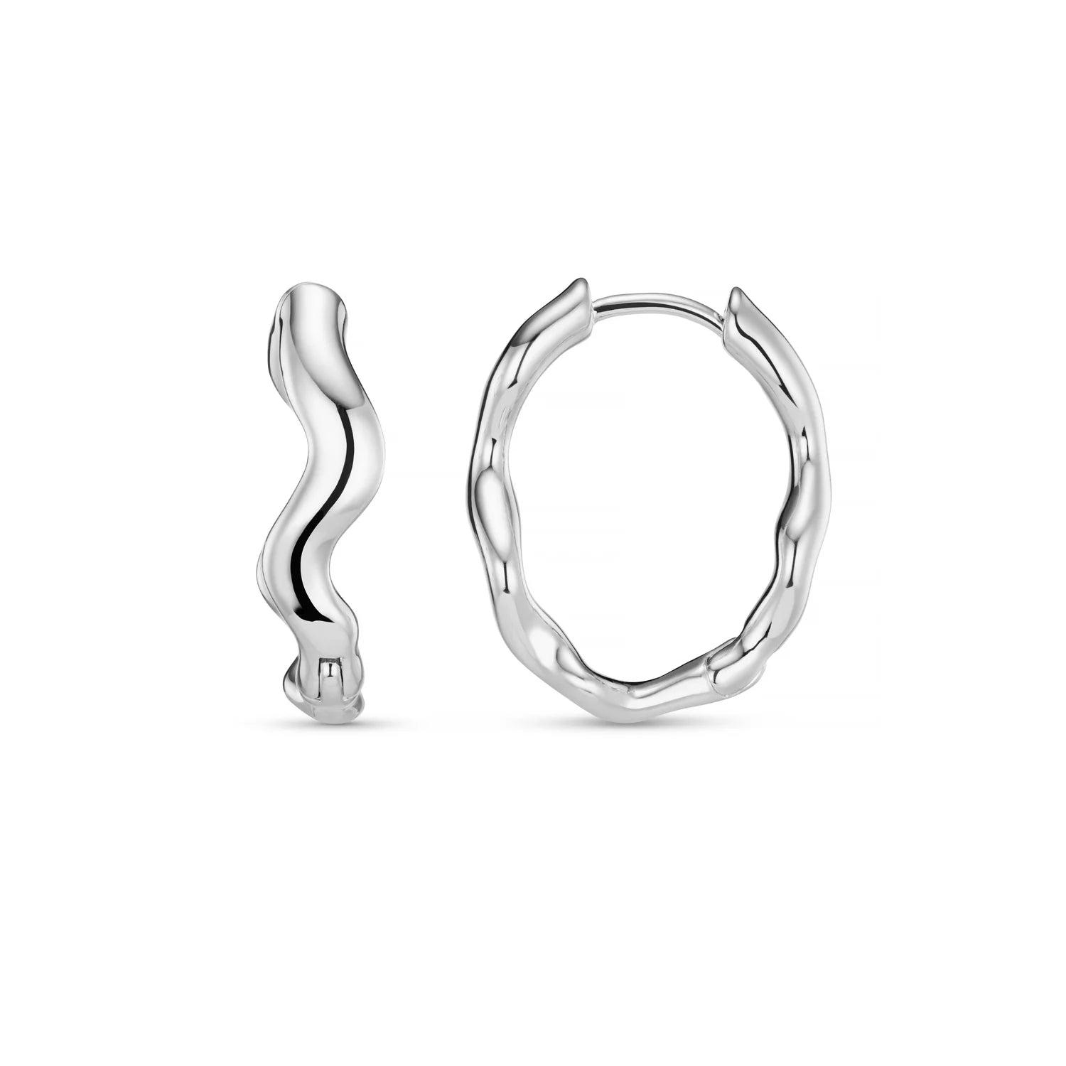 Orelia Organic Wave Silver Hoop Earrings