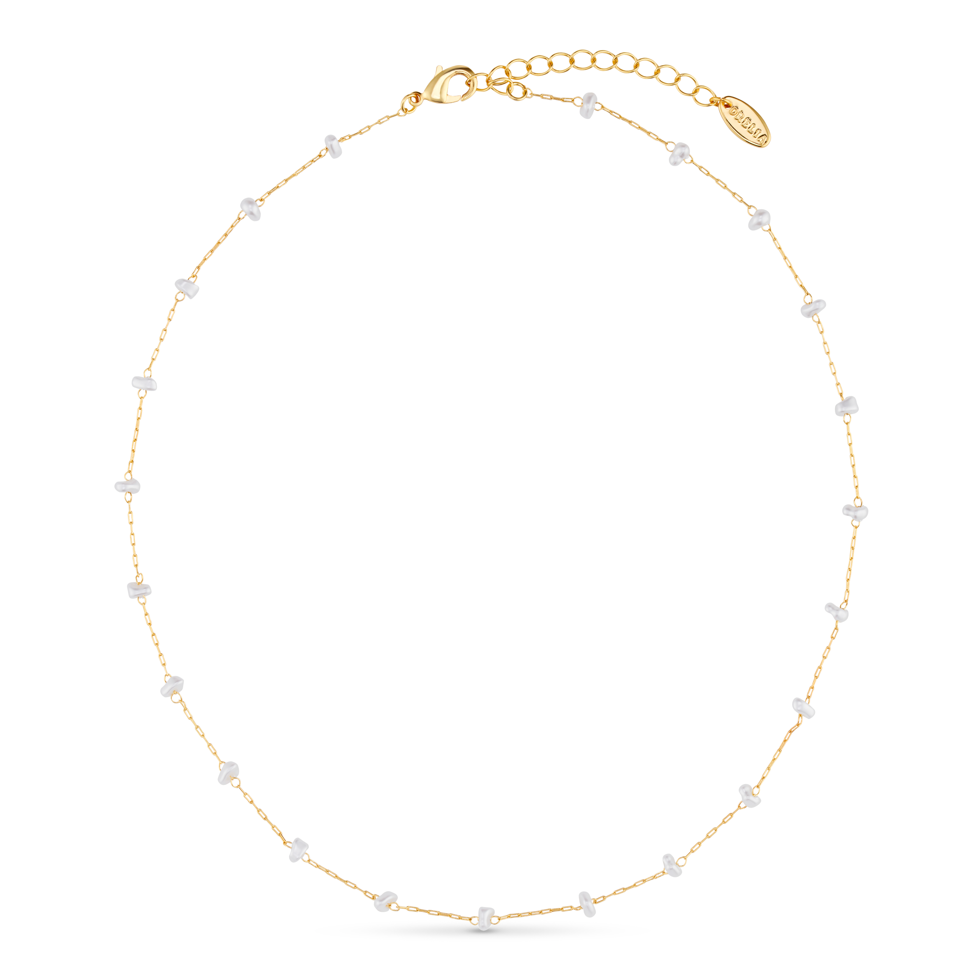 Orelia Pearl Stationed Chain Necklace