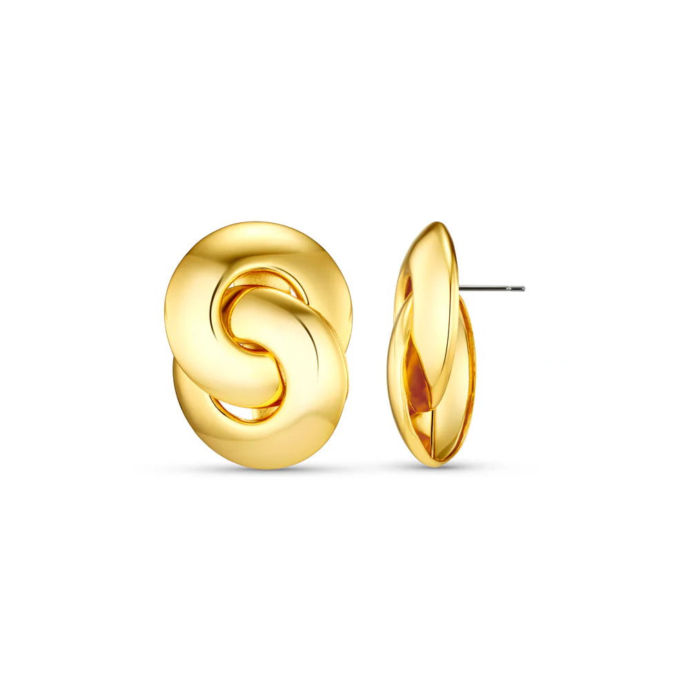 Orelia Gold Statement Stud Interlocking Earrings