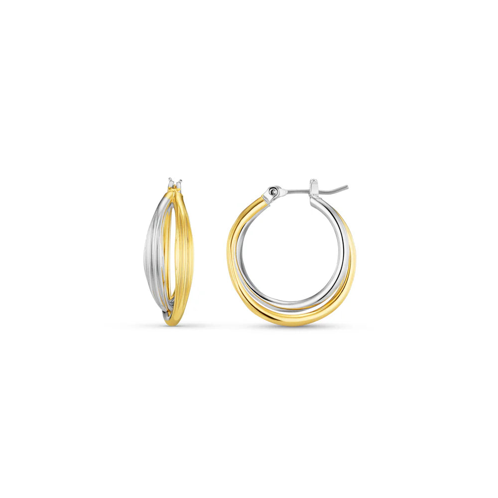 Orelia Mixed Plate Interlocking Hoop Earrings