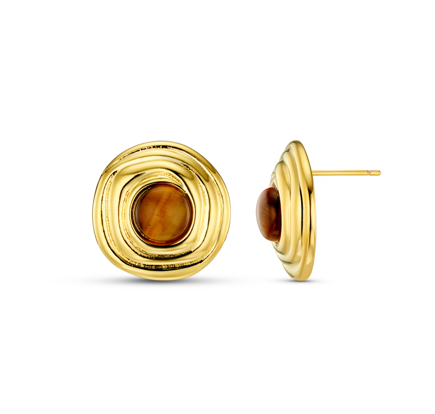 Orelia Spira & Tigers Eye Stud Earrings